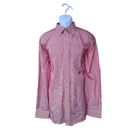 Sz Large 80s 2 Ply Fabric Tommy Hilfiger Textured Stripe Long Sleeve Button Down - Picture 3 of 6